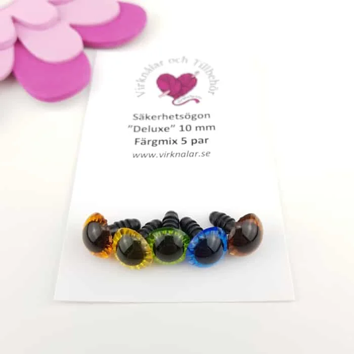 Populär SäkerhetsögonDeluxe 10 mm 5 parFärgmix