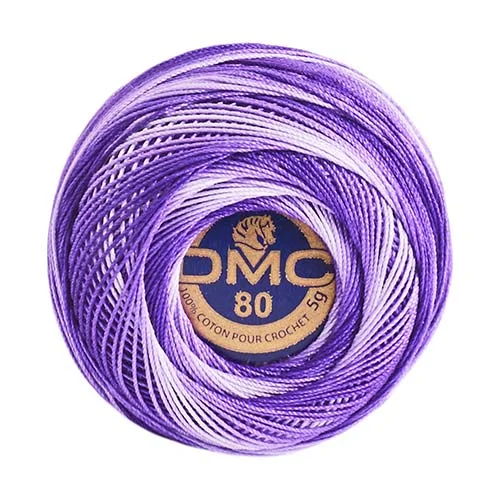 Nedsatt pris Virkgarn DMC Special Dentelles Nr 80 5g Lila Melerad 52