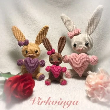 Rabatter Materialkit Virka Kärlekskaniner 3 storlekar fr Virkvinga