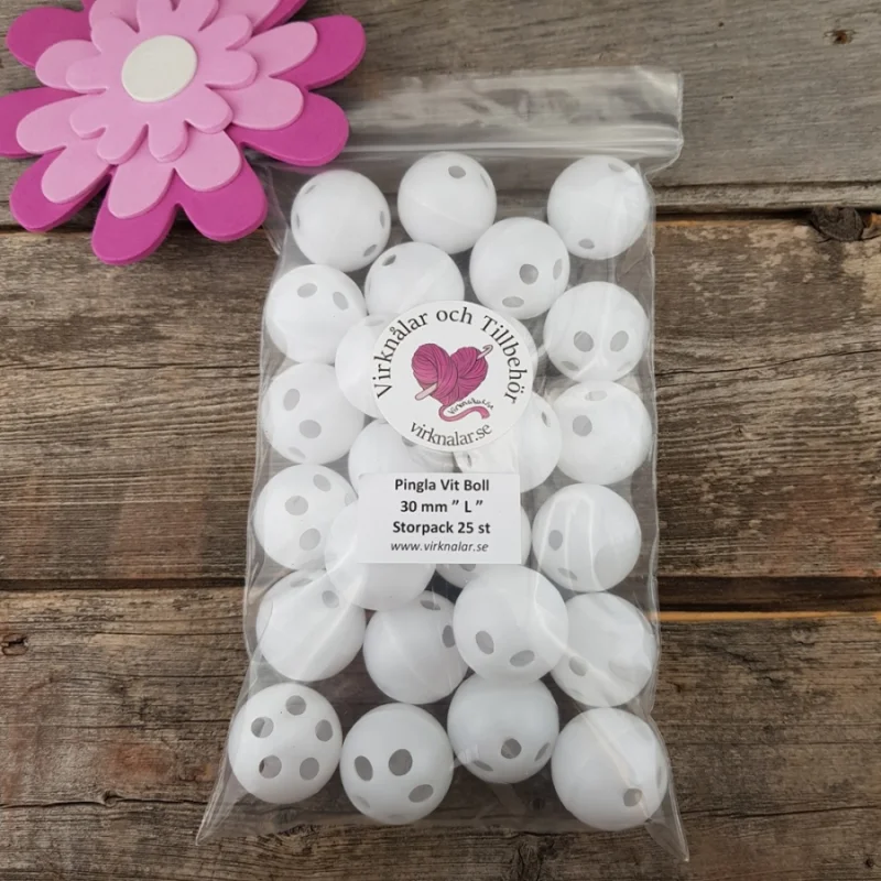Pinglorvit Boll L 30 mm Babyleksaker Storpack 25 st Erbjudandepris