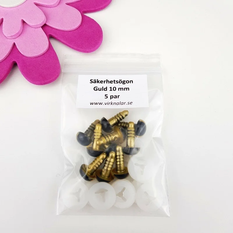 Säkerhetsögon Färgade Guld 10 mm 5 par Billig