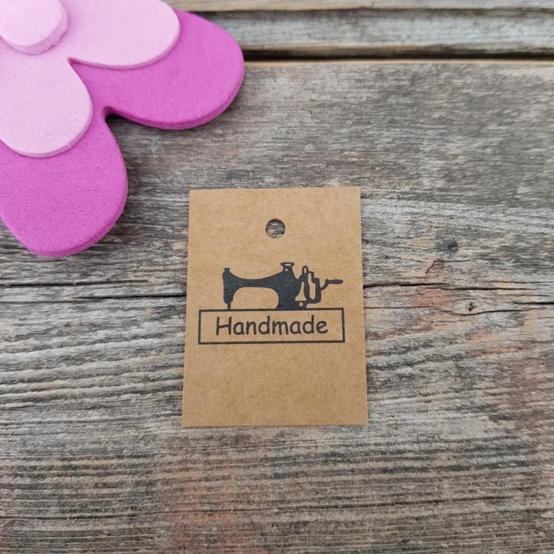 Outlet Pappersetiketter Handmade Symaskin 10 st Nr 08