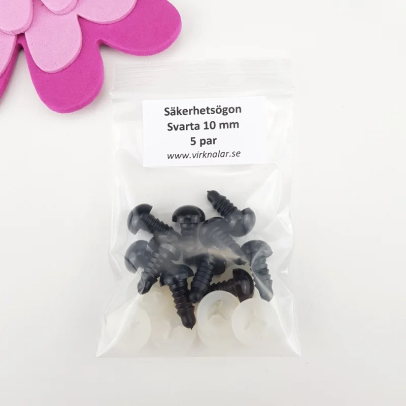 Säkerhetsögon Svarta 10 mm5 par Beställ idag