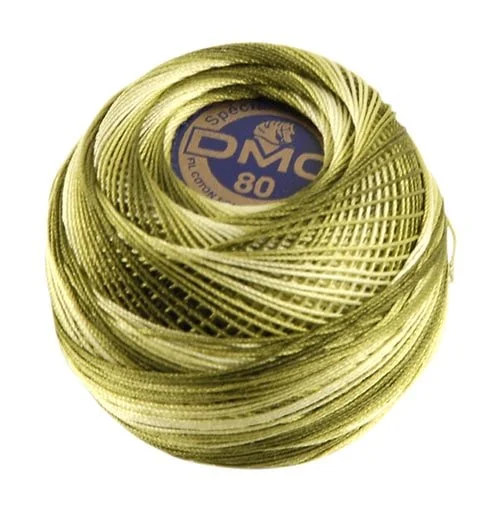 Fri frakt Virkgarn DMC Special Dentelles Nr 80 5g Mossgrön Melerad 94
