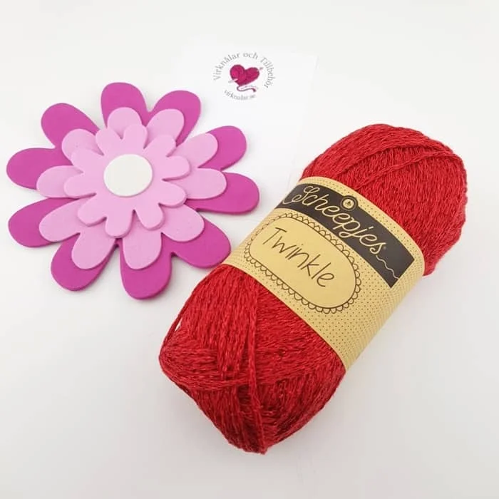 Rabatt Glittergarn Twinkle 50 g Röd 924