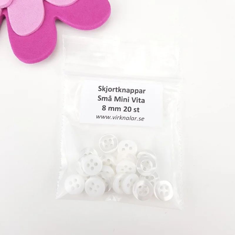 Snabb leverans Knappar plastknappar Små mini Skjortknappar 8 mm 20 st