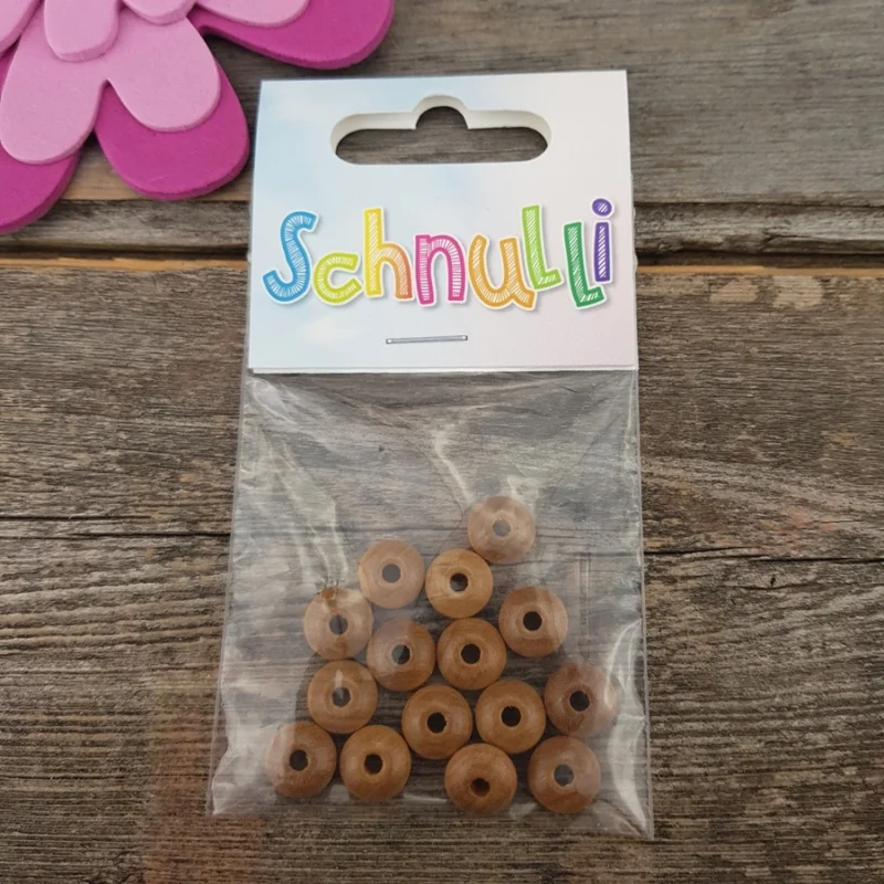 Kundfavorit Träpärlor Linser 10 mm 15 stSchulliMörk Natur