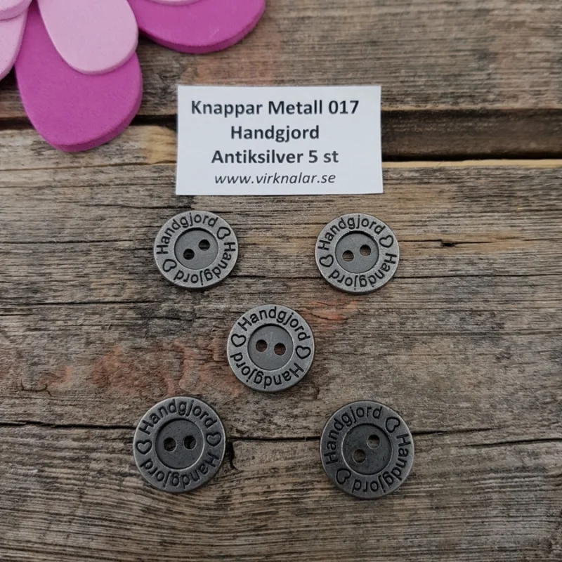 Utförsäljning MetallknapparAntiksilver Handgjord 15 mm 5 st 017
