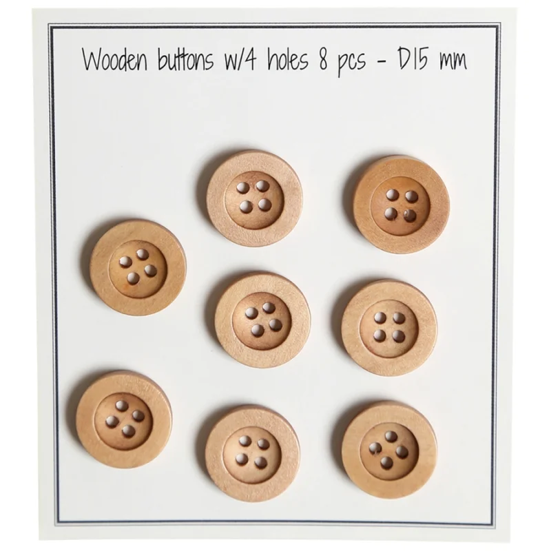 Nedsatt pris Träknappar Natur Kant 15 mm 8st 22716 Go Handmade