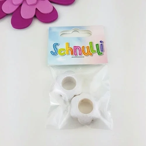 Träringar Blomma m hål 2,9 cm SchnulliVit – 2:a Sort ej heltäckande vit Fynd