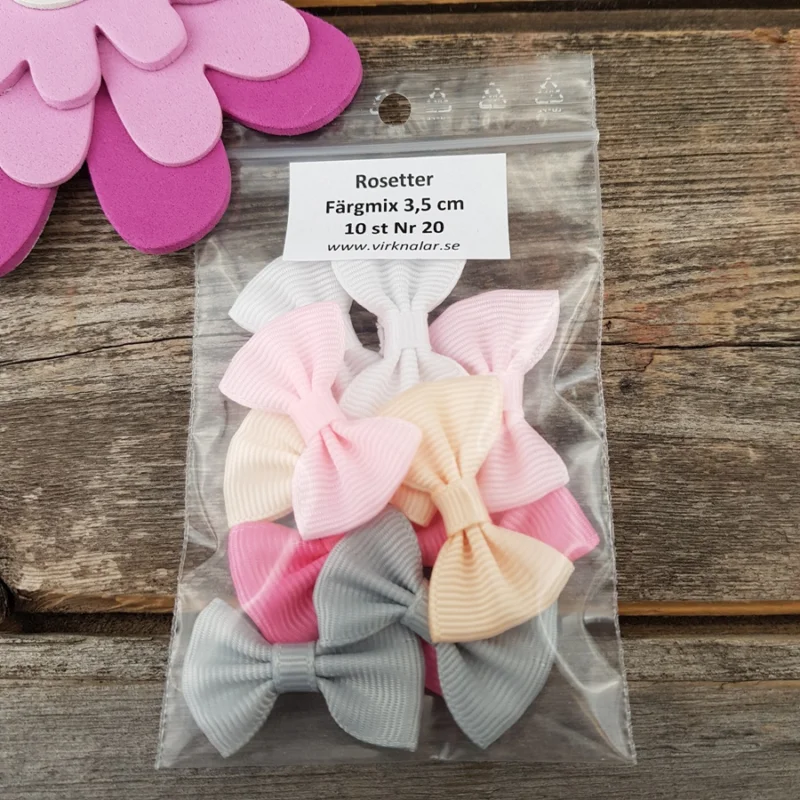 Fri frakt Rosetter Färgmix 3,5 cm Storpack 10 st Nr 20