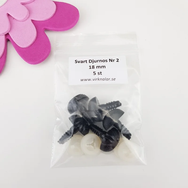 Lågt pris SäkerhetsnosarDjurnos Svart 18 mm 5 st Nr 2