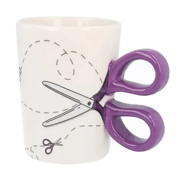 Kundfavorit Mugg m Handarbetstema Lila Sax Sew Tasty
