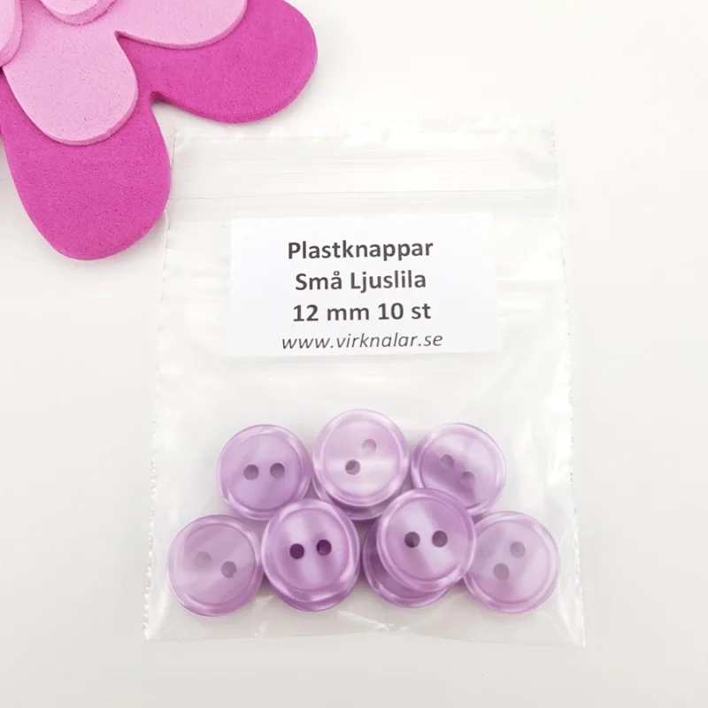 Kundfavorit Knappar plastknappar Små Ljuslila 12 mm 10 st