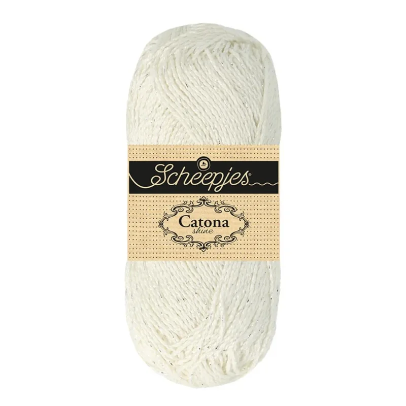 Catona Shine Glittergarn Scheepjes 50 g 105 Bridal White NR 1 m Silverglitter Erbjudande