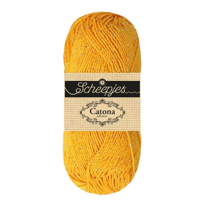 Extra rabatt Catona Shine Glittergarn Scheepjes 50 g 208 Yellow Gold m Guldglitter