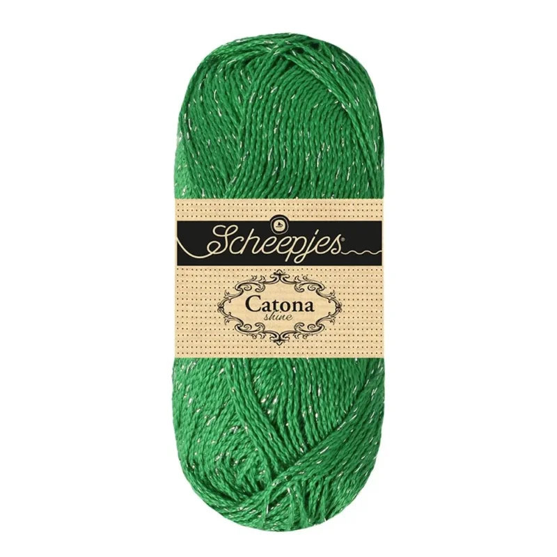 Catona Shine Glittergarn Scheepjes 50 g 515 Emerald m Silverglitter Kampanj