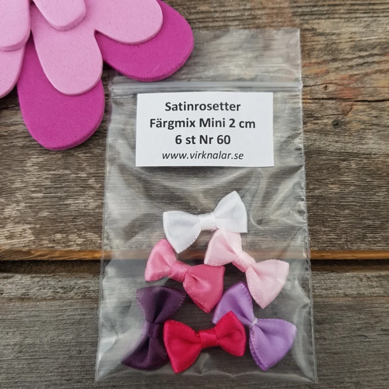 Satinrosetter Färgmix Mini 2 cm 6 st Nr 60 Reapris