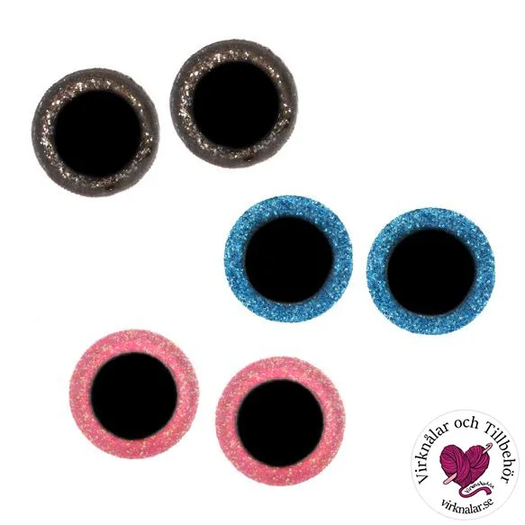 Snabb leverans Säkerhetsögon Sortimentask Glitter 8-18 mm Ljusrosa,Turkos, Silver Nr 1