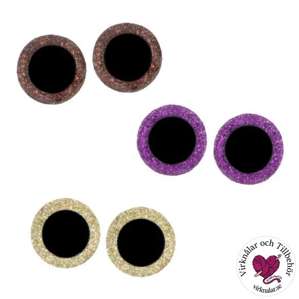 Säkerhetsögon Sortimentask Glitter 8-18 mm Lila Ljusguld Bruna Nr 2 Fynd