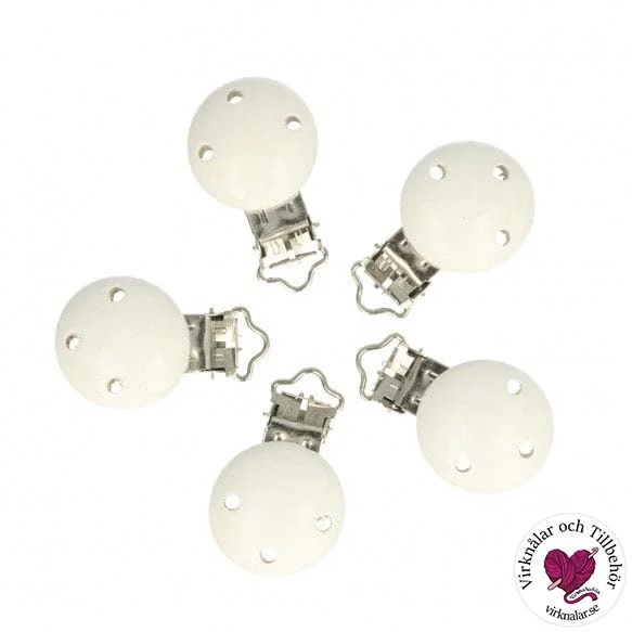 Träclips 30 mm Vita medhål5 st Nr 005 Extra rabatt