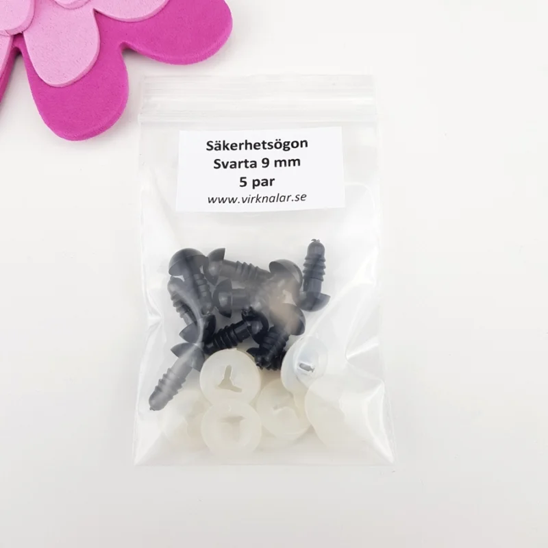 Premium Säkerhetsögon Svarta 9 mm 5 par