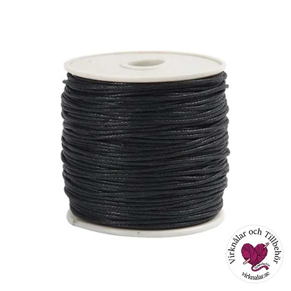 I lager Vaxad rundsnodd Svart1 mm 40 m