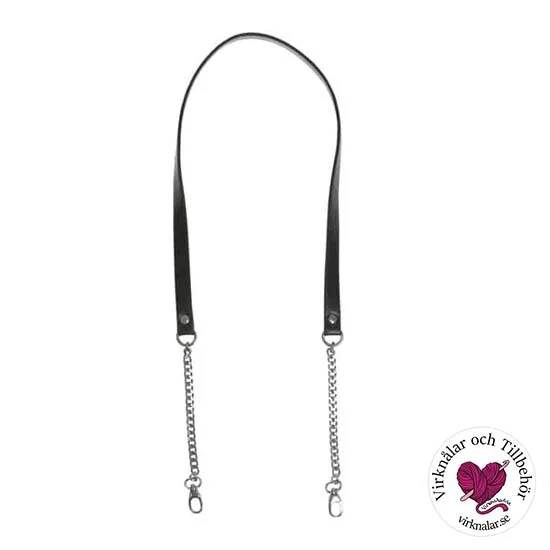 Populär Väskhandtag Lång m kedja 102 cm 16 mm Svart Silver 22262Go Handmade