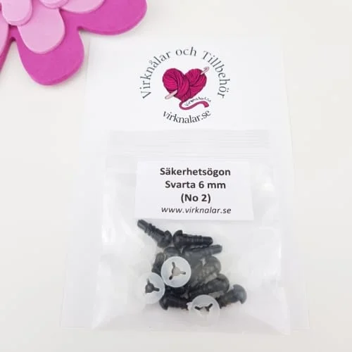 Säkerhetsögon Svarta 6 mm 5 par Populär