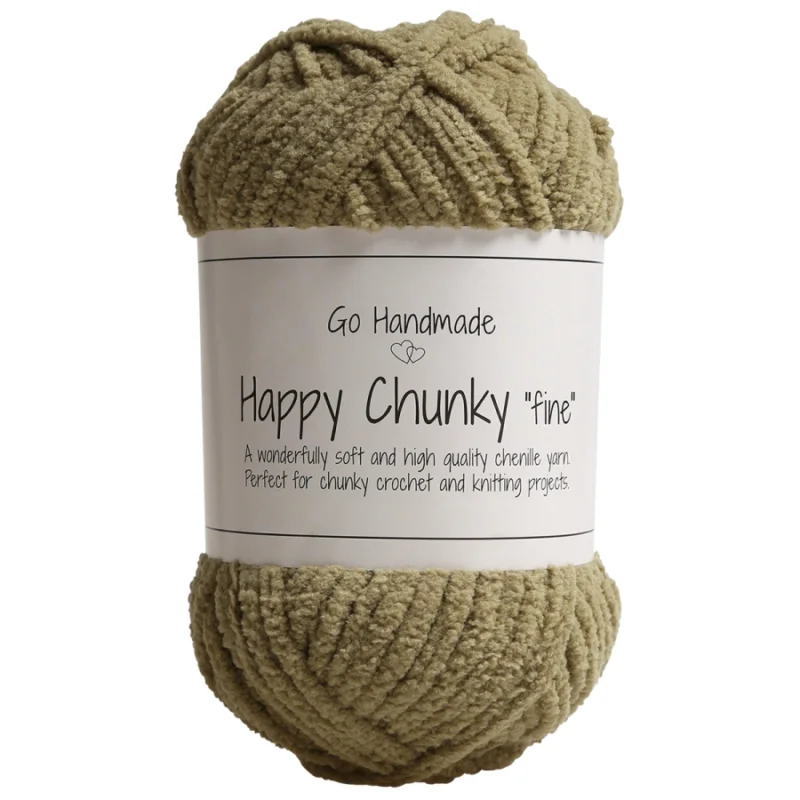 Endast denna vecka Happy Chunky Fine 50g 65m Khaki Olivgrön 17867 Go Handmade