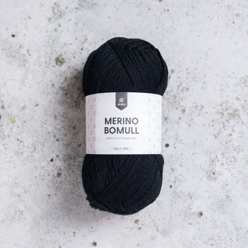 Järbo Merino Bomull, 34002, Black Onyx, 50g Nedsatt pris