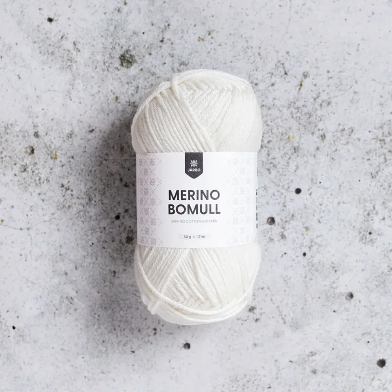 Nyhet Järbo Merino Bomull, 34000, Cloud Dancer, 50g