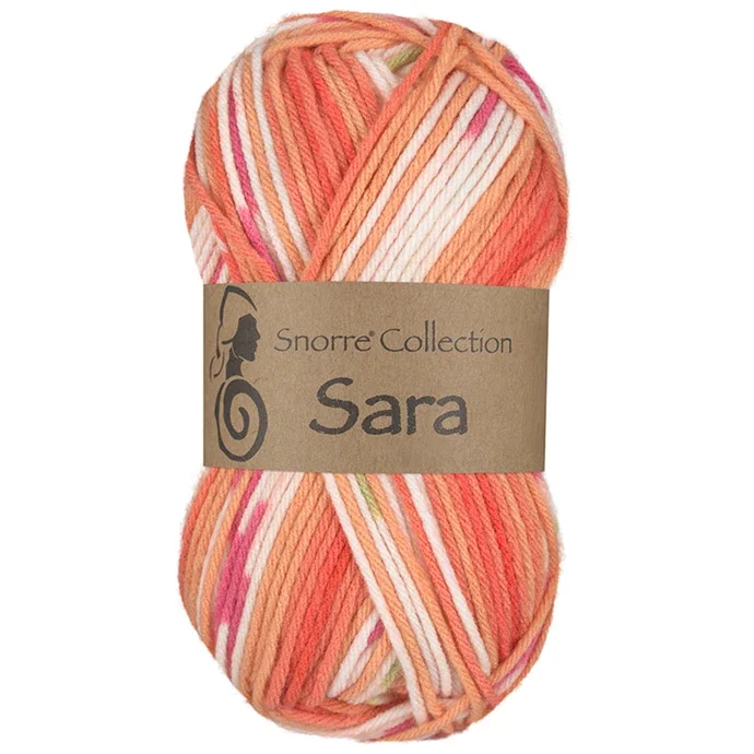 Fri frakt Snorre Collection Sara Multi, 50g, 952 Aprikos