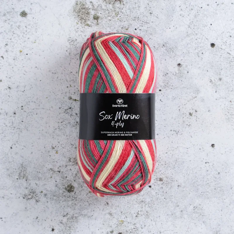 Kundfavorit Svarta Fåret Sox Merino 4 ply, 100g Apple Cart