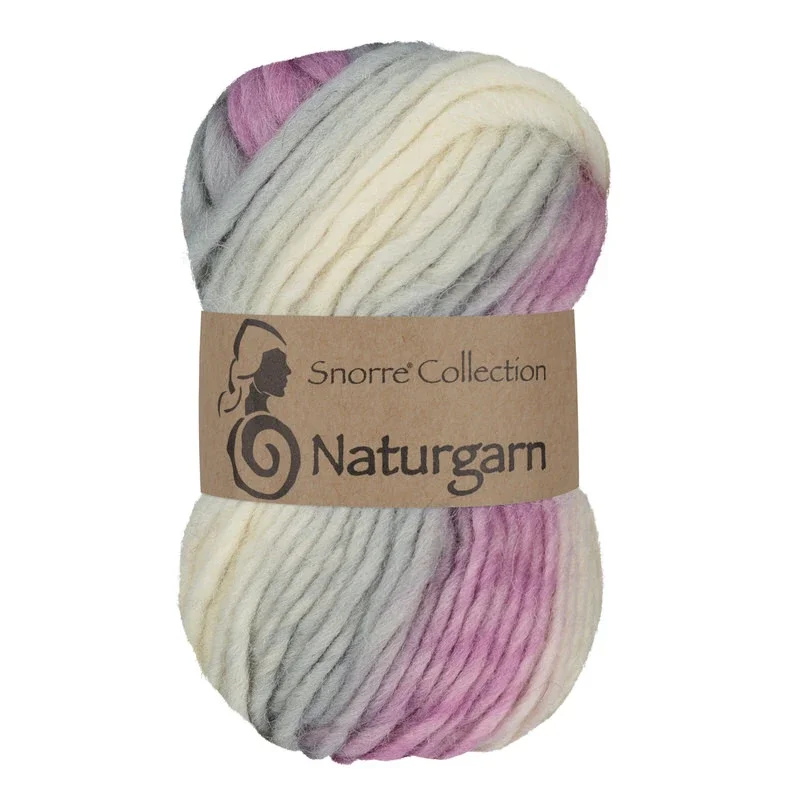 Fynd Snorre Collection Naturgarn, 50g, 677 Multi rosa/grå