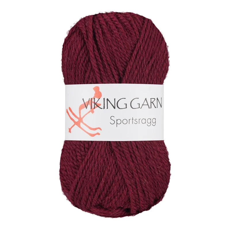 Viking Garn Sportsragg, 50g, Mörk Vinröd 555 Trygg betalning
