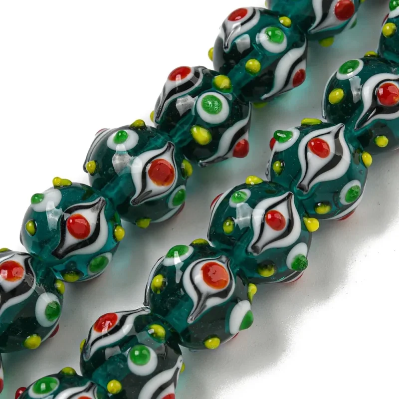 Beställ idag Lampwork, Glaspärlor, 1st, Bumpy, Round, Teal
