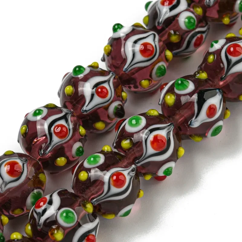 Lampwork, Glaspärlor, 1st, Bumpy, Round, Dark Red Köp online