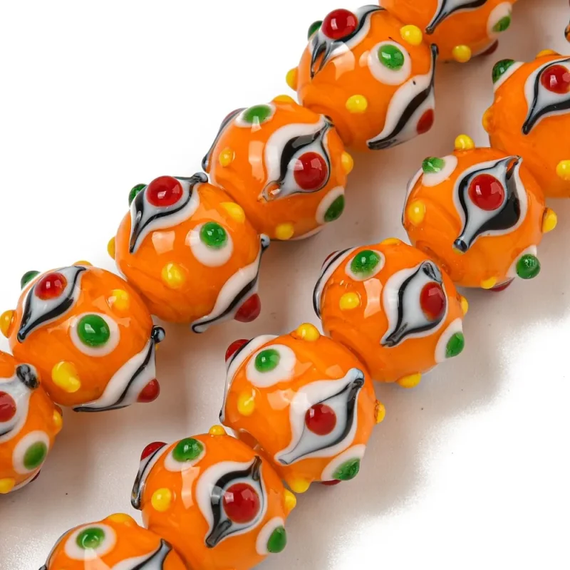 Lampwork, Glaspärlor, 1st, Bumpy, Round, Dark Orange Begränsat erbjudande