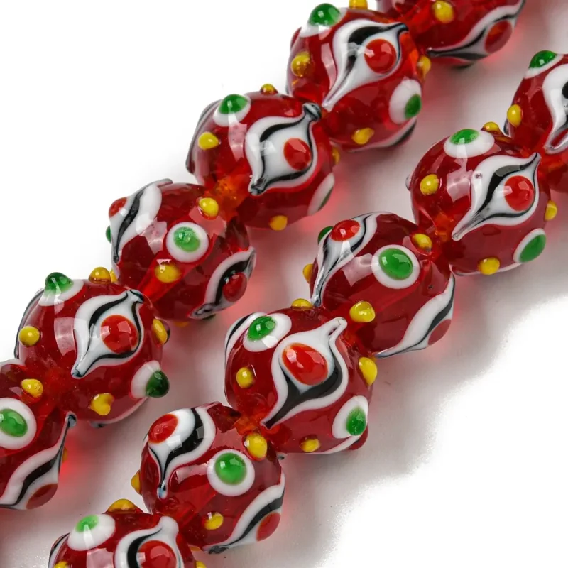 Lampwork, Glaspärlor, 1st, Bumpy, Round, Red Extra rabatt
