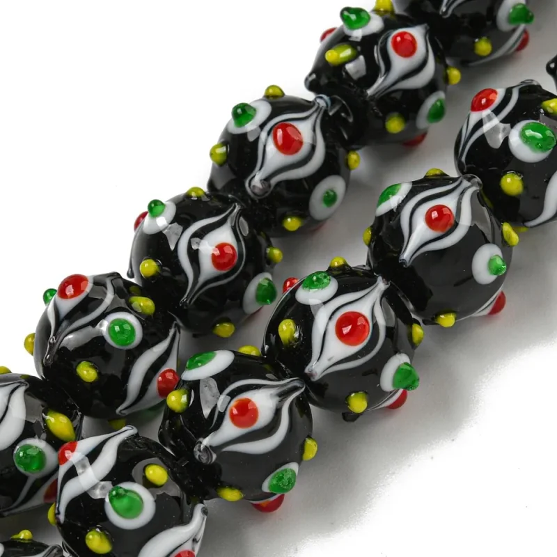 Lampwork, Glaspärlor, 1st, Bumpy, Round, Black Beställ nu