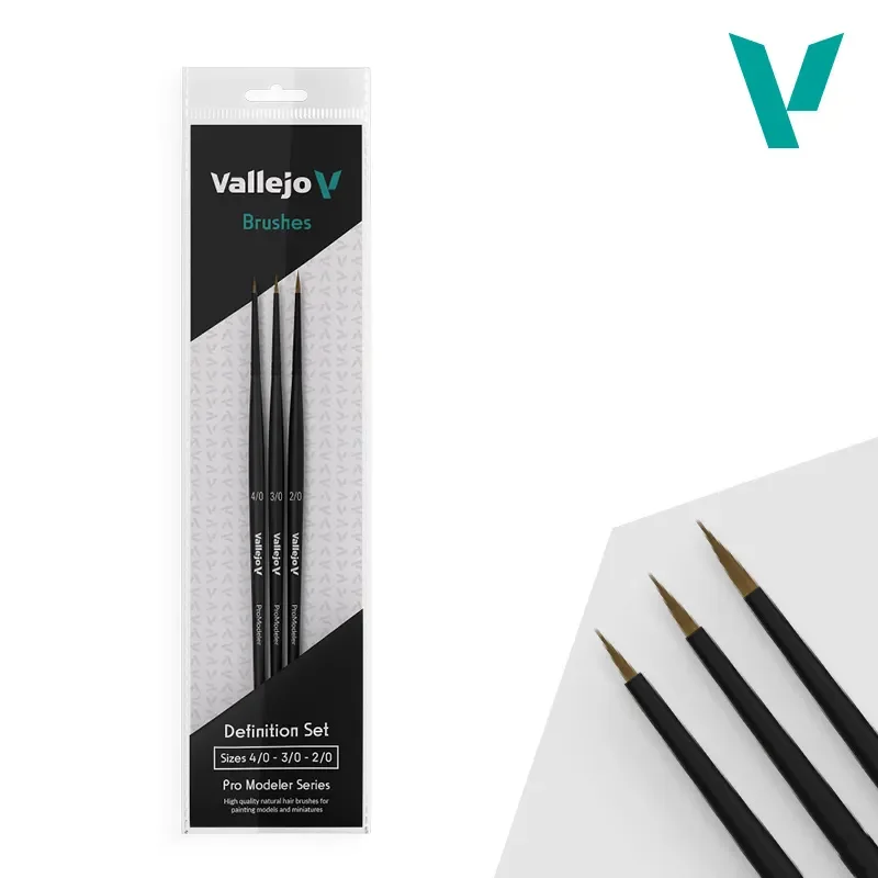 Vallejo, Pro Modeler, Definition Set Natural Hair, 4/0, 3/0, 2/0 Utförsäljning
