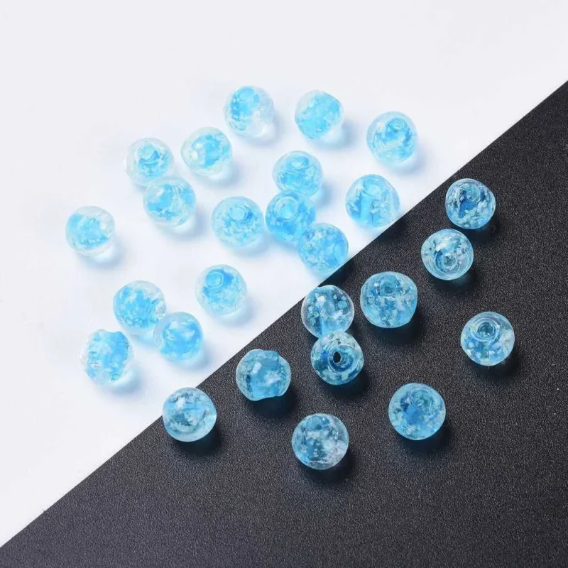 Lampwork, Glaspärlor, Lyser i mörker, Deep Sky Blue Endast denna vecka