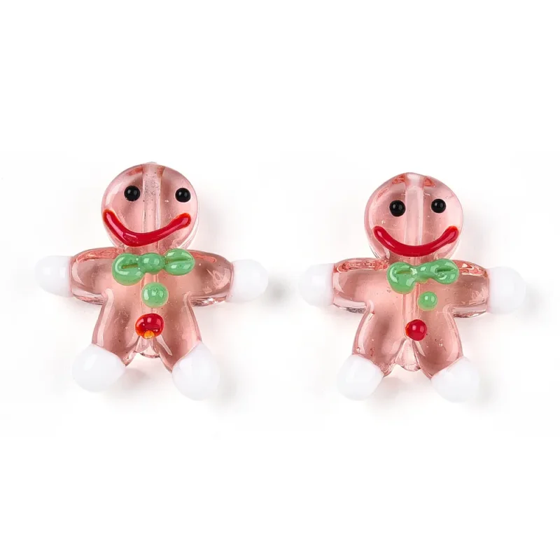 Snabb leverans Lampwork, Glaspärlor, Pepparkaka, 1st, Salmon