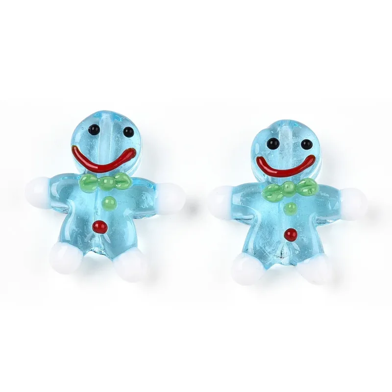 Endast idag Lampwork, Glaspärlor, Pepparkaka, 1st, Light Sky Blue