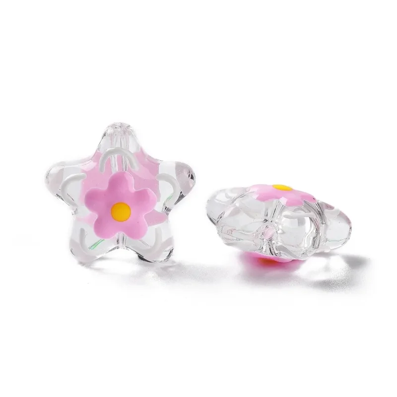 Lampwork, Glaspärlor, Blomma, 1st, Pearl Pink Extra rabatt