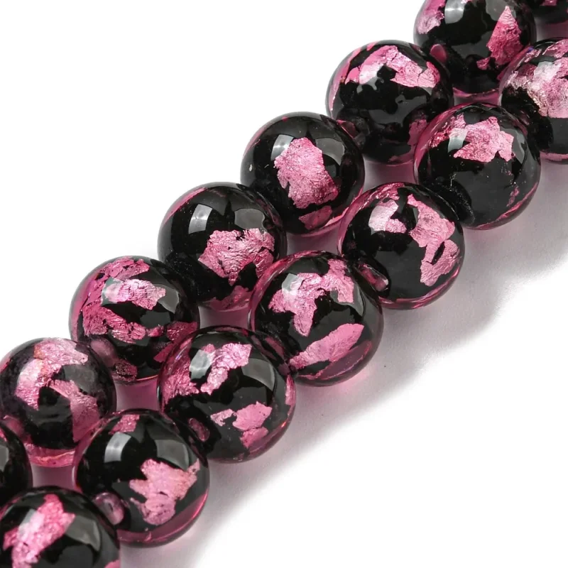 Lampwork, Glaspärlor, 2st, Silver/Gold Foil, Pearl Pink Billigare