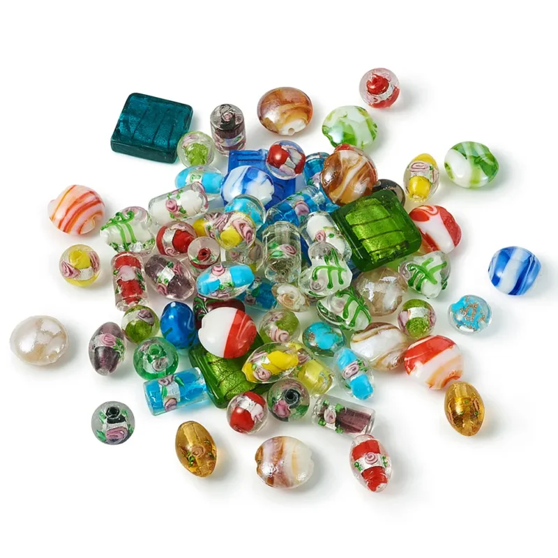 Beställ nu Lampwork, Glaspärlor, 120 st i box, Flera färger