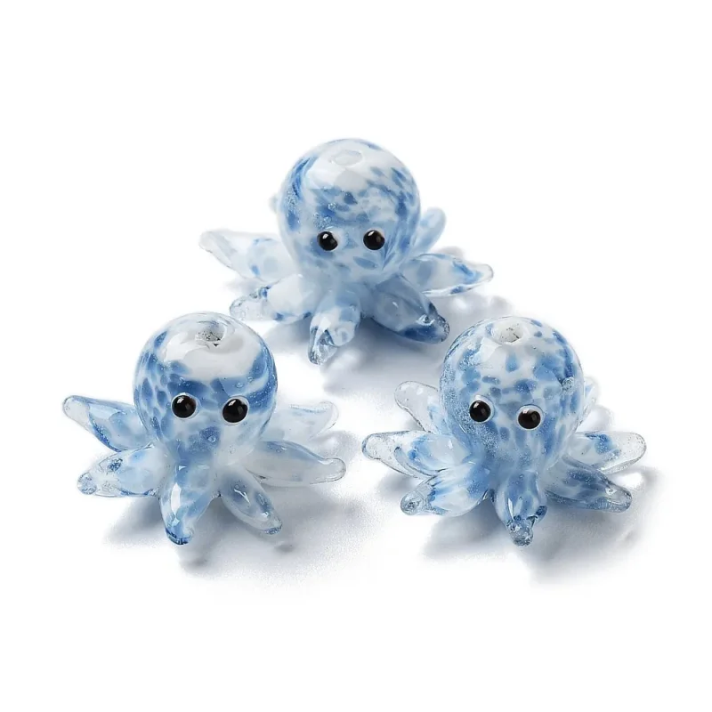 Fynd Lampwork, Glaspärlor, Bläckfisk, Steel Blue