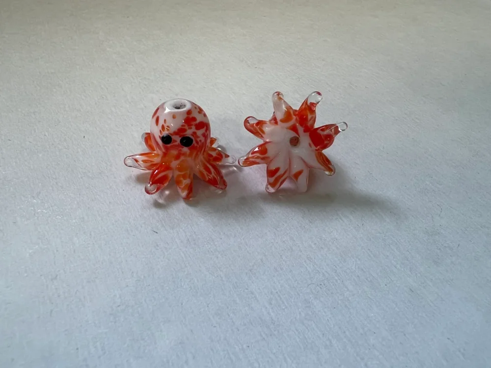 Lampwork, Glaspärlor, Bläckfisk, Coral Rea
